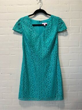 Lilly Pulitzer Erica Metallic Jungle Lace Shift Dress Seafoam Green Size S